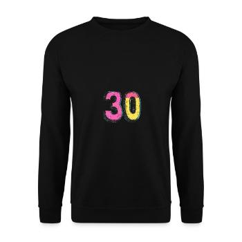 30 Zahl Comic - Unisex Pullover - Schwarz - Vorne - Alina (178cm) & Michal (187cm)