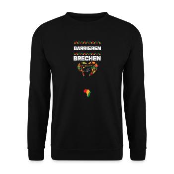 Barrieren brechen - Unisex Pullover - Schwarz - Vorne - Alina (178cm) & Michal (187cm)