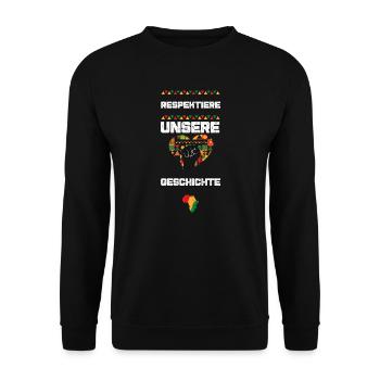 Respektiere unsere Geschichte - Unisex Pullover - Schwarz - Vorne - Alina (178cm) & Michal (187cm)