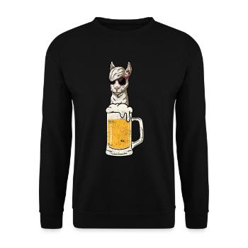 Alpaga Lama Bière Bière Amateurs Cadeau - Sweat-shirt Unisexe - noir - Devant - Alina (178cm) & Michal (187cm)