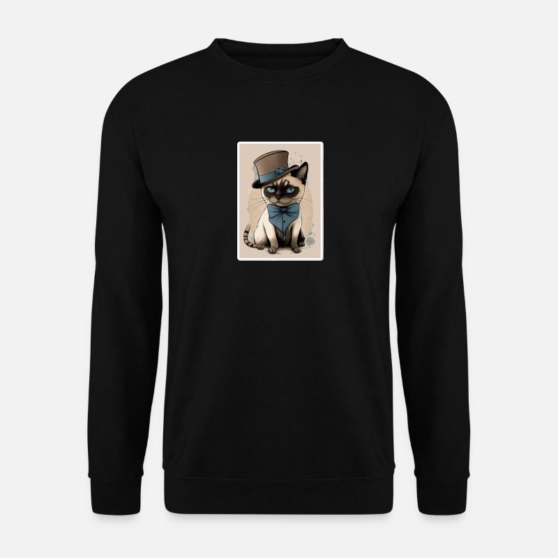 Katze mit Hut - Unisex Pullover - Schwarz