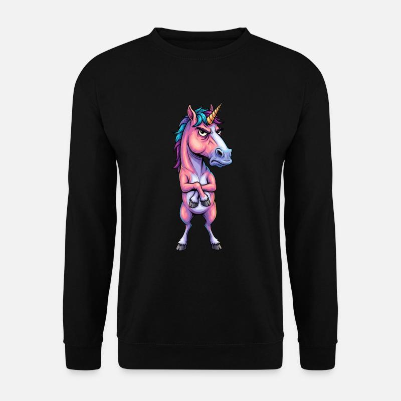 Grimmiges Einhorn – Nicht immer glitzernd - Unisex Pullover - Schwarz