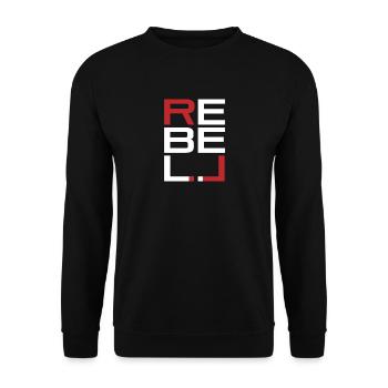 REBELL weiß-rot - Unisex Pullover - Schwarz - Vorne - Alina (178cm) & Michal (187cm)