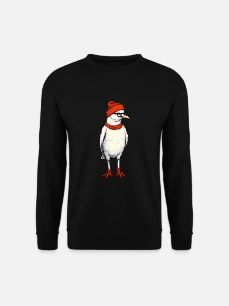 Hipster Seagull - Unisex Sweatshirt - black