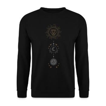 Zodiac sign Leo with Sun and Moon Astronomy - Unisex Sweatshirt - black - Front - Alina (178cm) & Michal (187cm)