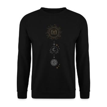Zodiac sign Gemini with Sun and Moon - Unisex Sweatshirt - black - Front - Alina (178cm) & Michal (187cm)