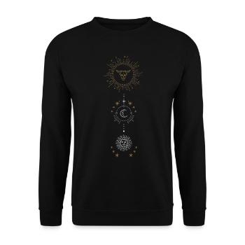 Zodiac sign Taurus with sun and moon - Unisex Sweatshirt - black - Front - Alina (178cm) & Michal (187cm)