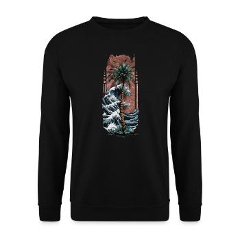 Harmonie côtière : palmier au bord de la mer - Sweat-shirt Unisexe - noir - Devant - Alina (178cm) & Michal (187cm)