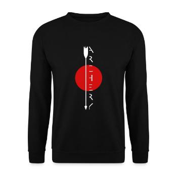 Bogenschießen Bogenschiessen Archery Pfeil Bogen - Unisex Pullover - Schwarz - Vorne - Alina (178cm) & Michal (187cm)