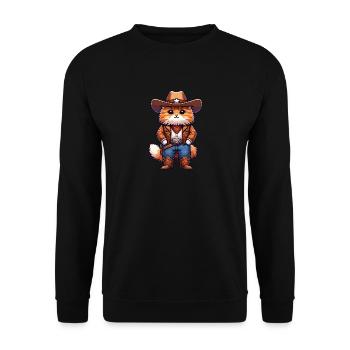 Cowboy-Katze - Unisex Pullover - Schwarz - Vorne - Alina (178cm) & Michal (187cm)