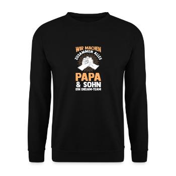 Papa Und Sohn - Unisex Pullover - Schwarz - Vorne - Alina (178cm) & Michal (187cm)