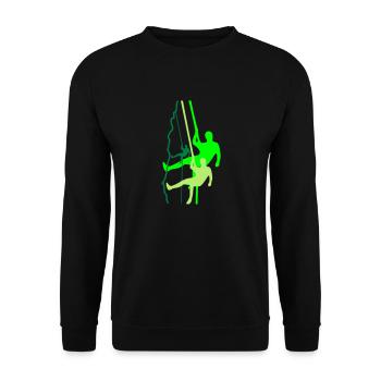 Kletterer beim Abseilen - Unisex Pullover - Schwarz - Vorne - Alina (178cm) & Michal (187cm)