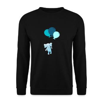 Customizable Elephant with balloons - Unisex Sweatshirt - black - Front - Alina (178cm) & Michal (187cm)