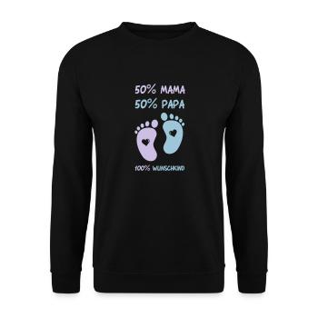 baby_fuesse_wunschkind_001 - Unisex Pullover - Schwarz - Vorne - Alina (178cm) & Michal (187cm)