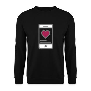 sms téléphone portable amour coeur valentine mobil - Sweat-shirt Unisexe - noir - Devant - Alina (178cm) & Michal (187cm)
