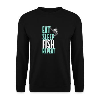 EAT SLEEP FISH REPEAT - Unisex Sweatshirt - black - Front - Alina (178cm) & Michal (187cm)