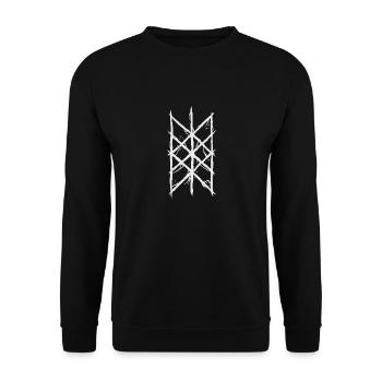 Netz des Wyrd Matrix des Schicksals Nordische Rune - Unisex Pullover - Schwarz - Vorne - Alina (178cm) & Michal (187cm)
