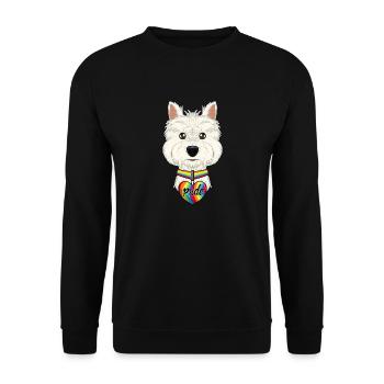 West Highland Terrier LGBTQ Flag I Gay Pride Flag - Unisex Pullover - Schwarz - Vorne - Alina (178cm) & Michal (187cm)