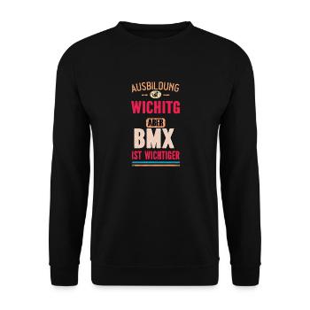 Lustiges Sprüche Design Bmx Cooler Spruch - Unisex Pullover - Schwarz - Vorne - Alina (178cm) & Michal (187cm)