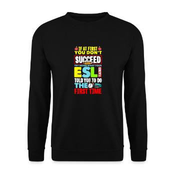 ESL Teacher Linguist Multilingual ESL Teaching - Unisex Sweatshirt - black - Front - Alina (178cm) & Michal (187cm)