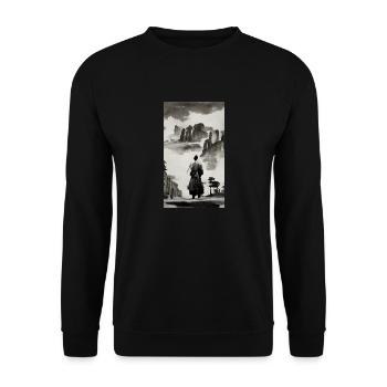 Samurai Japanese Dark - Unisex Sweatshirt - black - Front - Alina (178cm) & Michal (187cm)