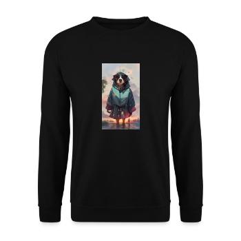 Anime Dog Bernese Mountain Dog - Unisex Sweatshirt - black - Front - Alina (178cm) & Michal (187cm)