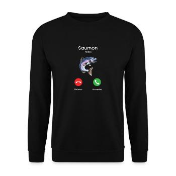 appel de saumon - Sweat-shirt Unisexe - noir - Devant - Alina (178cm) & Michal (187cm)