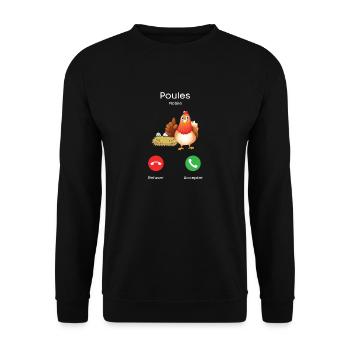 appel des poules - Sweat-shirt Unisexe - noir - Devant - Alina (178cm) & Michal (187cm)