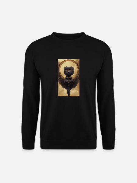 Schwarze Katze Engel - Unisex Pullover - Schwarz