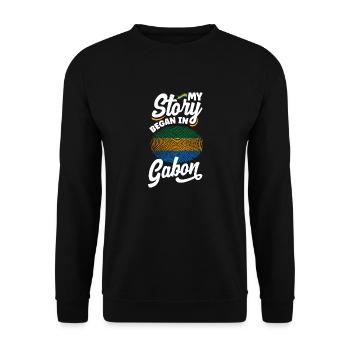 Gabonais Gabon Drapeau gabonais Mon histoire a commencé en - Sweat-shirt Unisexe - noir - Devant - Alina (178cm) & Michal (187cm)