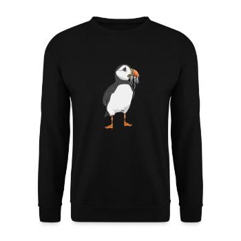 Papageientaucher Puffin Alkenvögel Lunde - Unisex Pullover - Schwarz - Vorne - Alina (178cm) & Michal (187cm)