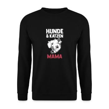 Hunde Hundemama Katzenmama Mama Katzen - Unisex Pullover - Schwarz - Vorne - Alina (178cm) & Michal (187cm)