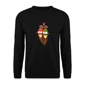 Couple de loutres Chapeau de Noël laid - Sweat-shirt Unisexe - noir - Devant - Alina (178cm) & Michal (187cm)