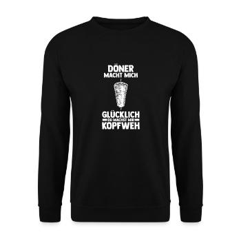 Dönerspieß Kebab Döner - Unisex Pullover - Schwarz - Vorne - Alina (178cm) & Michal (187cm)