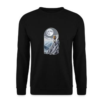 Klettern - Mond - Weltraum - Unisex Pullover - Schwarz - Vorne - Alina (178cm) & Michal (187cm)