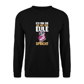Eulen - Unisex Pullover - Schwarz - Vorne - Alina (178cm) & Michal (187cm)