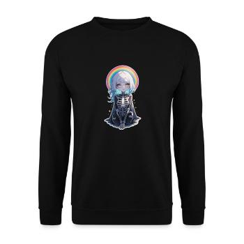 Halloween - Rock & Regenbogen - Unisex Pullover - Schwarz - Vorne - Alina (178cm) & Michal (187cm)