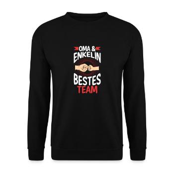 Oma Großmutter und Enkelin - Unisex Pullover - Schwarz - Vorne - Alina (178cm) & Michal (187cm)