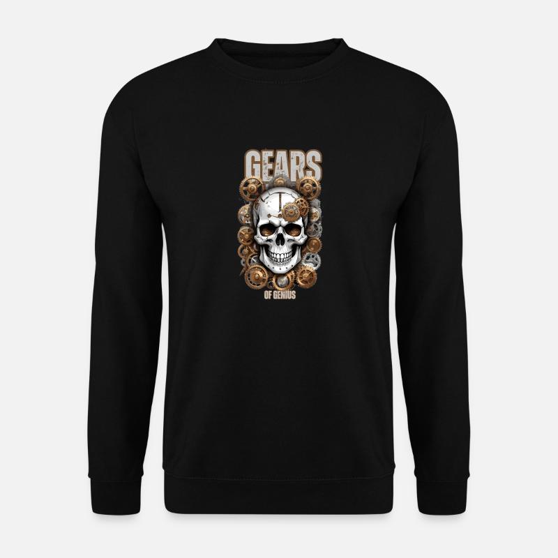 Skull Genius Zahnräder - Unisex Pullover - Schwarz
