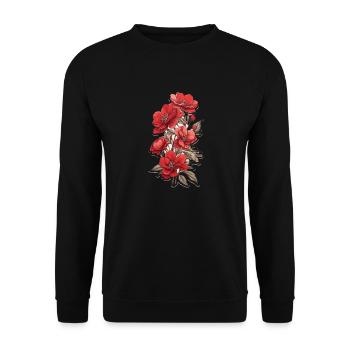 Beautiful Red Flower - Unisex Sweatshirt - black - Front - Alina (178cm) & Michal (187cm)