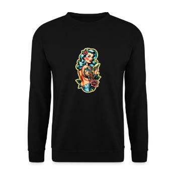 Rockabilly / Pin-up / 50s - Unisex Sweatshirt - black - Front - Alina (178cm) & Michal (187cm)