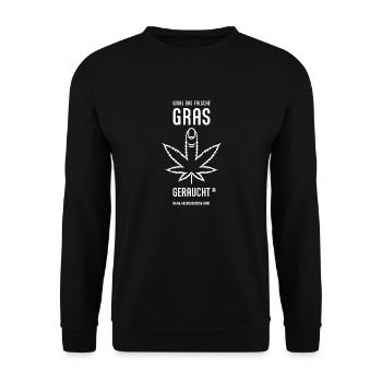 Hanfblatt white RZ 19022024 - Unisex Pullover - Schwarz - Vorne - Alina (178cm) & Michal (187cm)