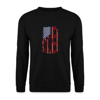 Papa États-Unis Drapeau Père Fête des pères Militaires Soldats - Sweat-shirt Unisexe - noir - Devant - Alina (178cm) & Michal (187cm)