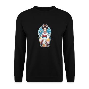 Japanese woman in kimono - Japan - Unisex Sweatshirt - black - Front - Alina (178cm) & Michal (187cm)