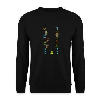A B C D E F, 1 2 3 4 5, alphabet et numéro - Sweat-shirt Unisexe - noir - Devant - Alina (178cm) & Michal (187cm)