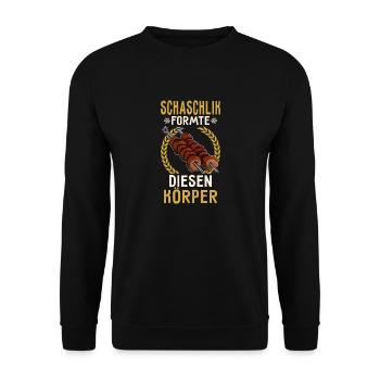 Schaschlik formte diesen Körper Fleisch Grillen - Unisex Pullover - Schwarz - Vorne - Alina (178cm) & Michal (187cm)