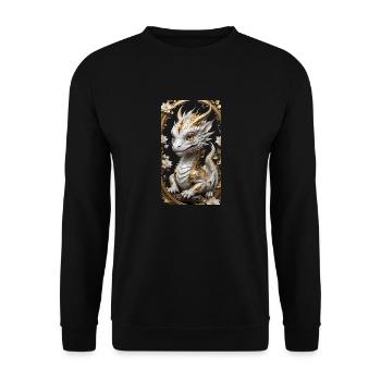 Süßer kleiner Drache - Unisex Pullover - Schwarz - Vorne - Alina (178cm) & Michal (187cm)