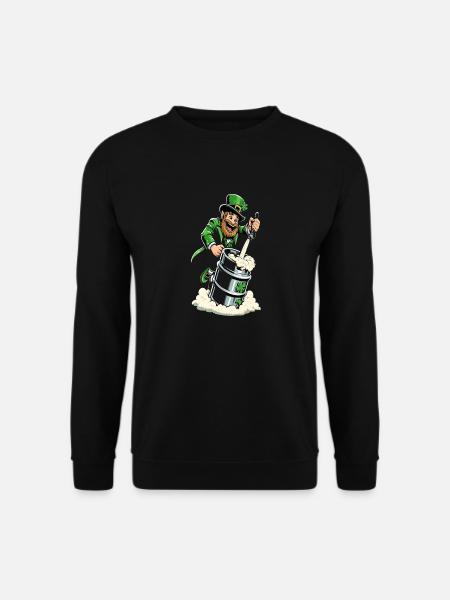 Leprechaun (Irish leprechaun) taps beer - Unisex Sweatshirt - black