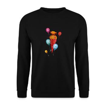 Schultüte mit Luftballons ABC - Unisex Pullover - Schwarz - Vorne - Alina (178cm) & Michal (187cm)