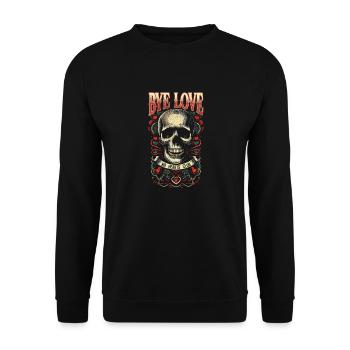 Retro Skull & Hearts - Bye Love, No Hearts Club - Sweat-shirt Unisexe - noir - Devant - Alina (178cm) & Michal (187cm)